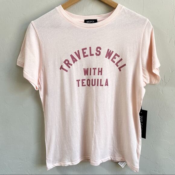 NWT Wildfox Travels Well With Tequila Pink T-Shirt - Picture 2 of 6